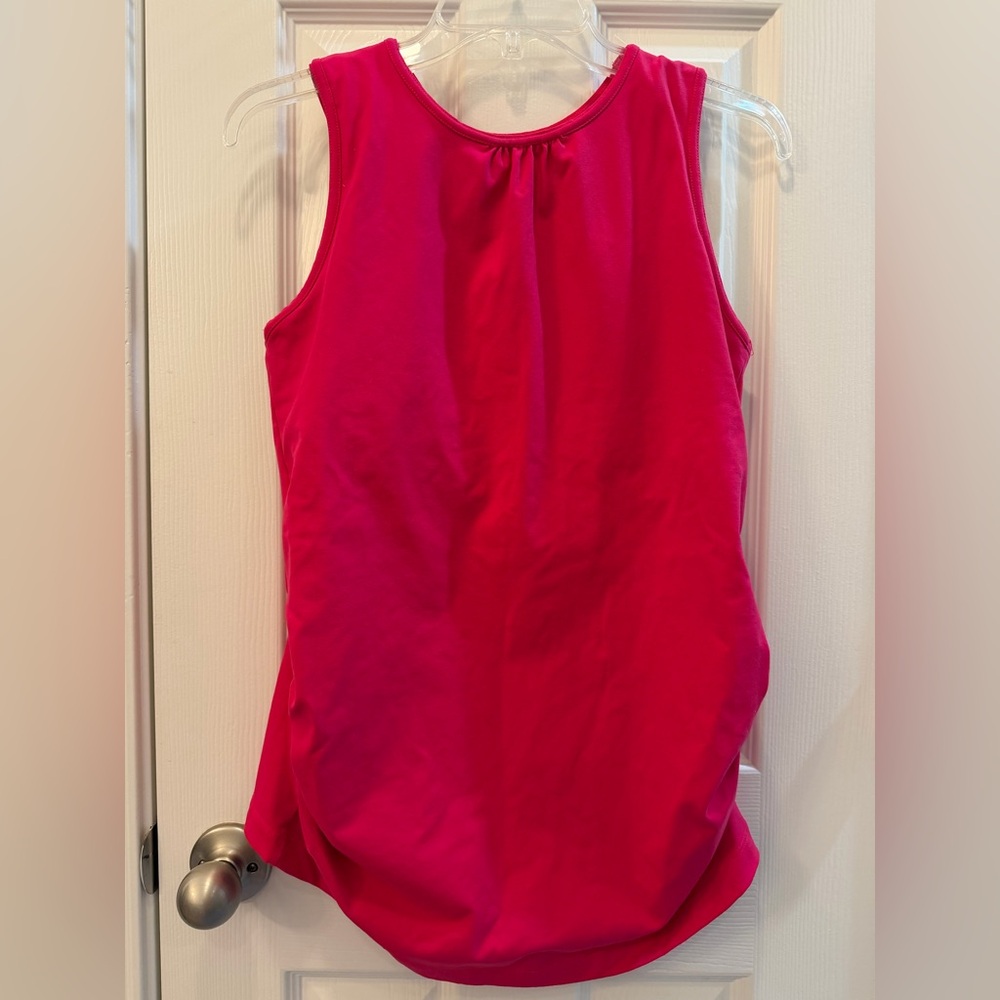 Fit2BMom Large Maternity Workout Exercise Round Neck Tank Pink Shelf Bra Stretch
